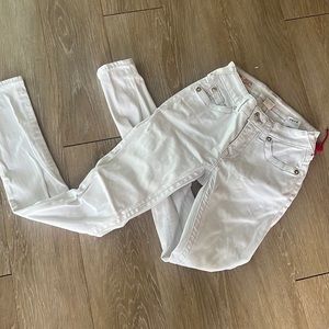 True Religion White Jennie Curvy Mid Rise Skinny Jean